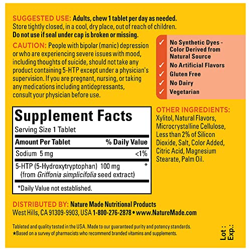 Foto 7 pulgar | Suplemento De 5htp Masticable Nature Made De 100 Mg Para Mejorar El Estado De Ánimo - Venta Internacional.