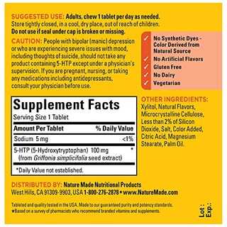 Foto 6 | Suplemento De 5htp Masticable Nature Made De 100 Mg Para Mejorar El Estado De Ánimo - Venta Internacional.