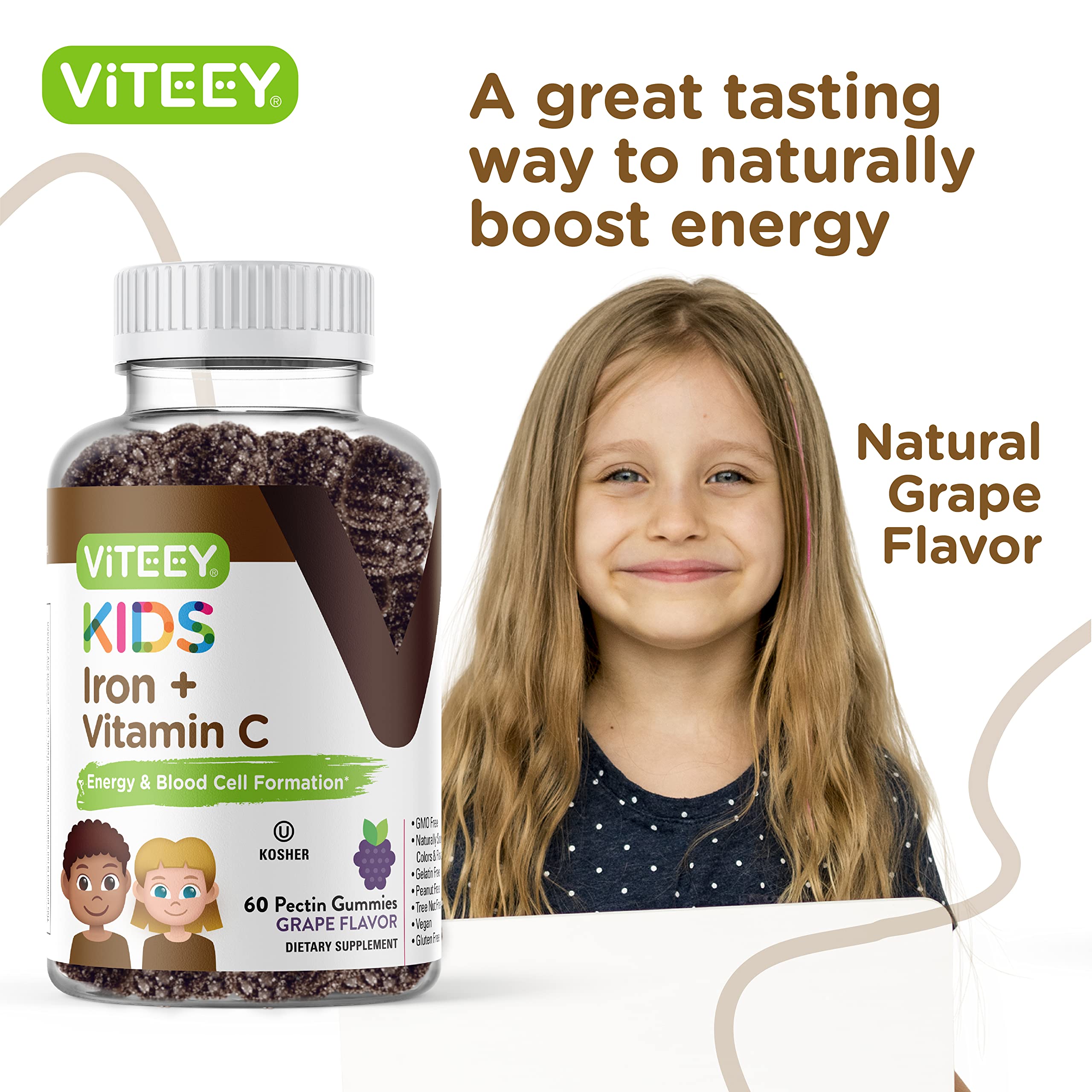 Foto 7 pulgar | Gomitas De Hierro Viteey Para Niños Con Vitamina C 120 Gomitas - Venta Internacional.