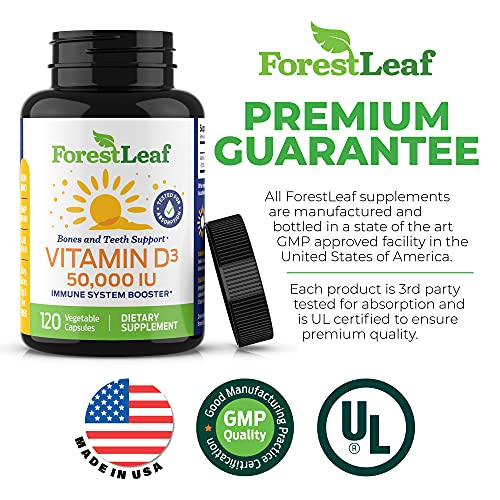 Foto 3 pulgar | Suplemento De Vitamina D Forestleaf D3 50 000 Ui 120 Cápsulas (x2) - Venta Internacional.