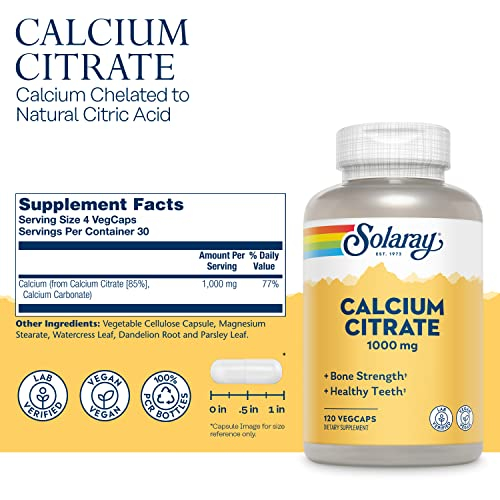 Foto 4 pulgar | Suplemento De Calcio Solaray Citrato De Calcio 1000 Mg Vegano - Venta Internacional.