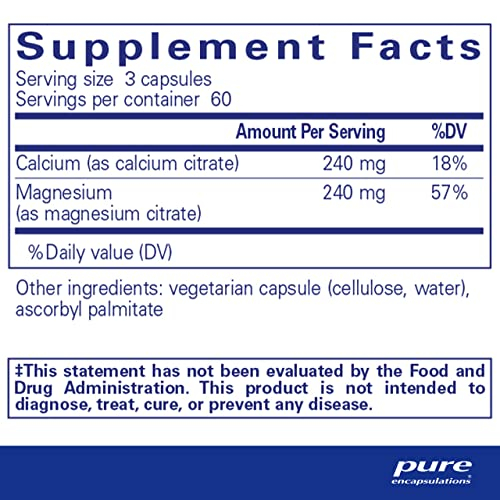 Foto 3 pulgar | Suplemento: Pure Encapsulations, Calcio Y Magnesio, 180 Cápsulas - Venta Internacional.