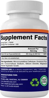 Foto 5 | Suplemento Vitamático De Vitamina D2 60 Mcg (2400 Ui) 180 Tabletas - Venta Internacional.