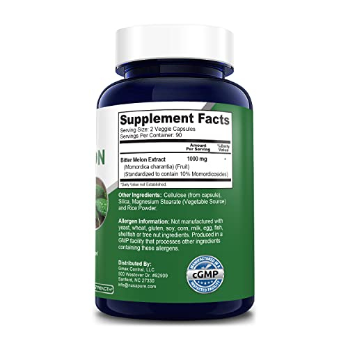Foto 3 pulgar | Suplemento De Extracto De Melón Amargo Nusapure, 1000 Mg, 180 Cápsulas Vegetales - Venta Internacional.