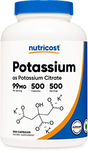 Foto 2 pulgar | Suplemento Nutricost De Citrato De Potasio 99 Mg 500 Cápsulas - Venta Internacional.