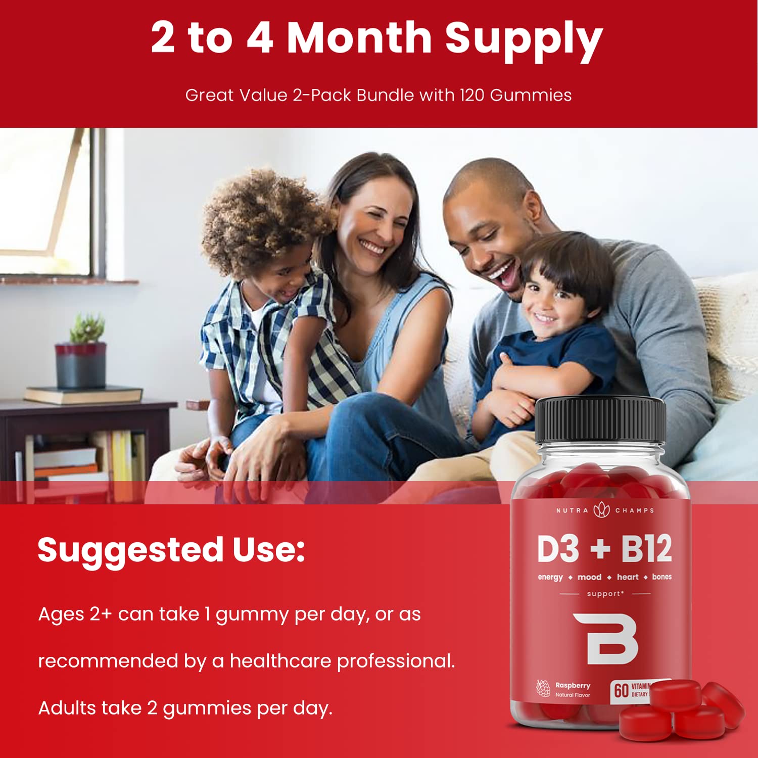 Foto 7 pulgar | Gomitas De Vitamina D3 Y Vitamina B12 Nutrachamps Para Adultos - Venta Internacional.