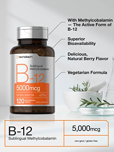 Foto 5 pulgar | Suplemento Horbaach B12 De Metilcobalamina Sublingual 5000 Mcg - Venta Internacional.