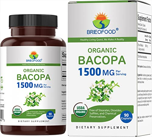 Foto 2 pulgar | Suplemento Brieofood Bacopa Organic 1500 Mg 90 Comprimidos - Venta Internacional.