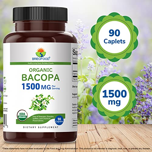 Foto 4 pulgar | Suplemento Brieofood Bacopa Organic 1500 Mg 90 Comprimidos - Venta Internacional.