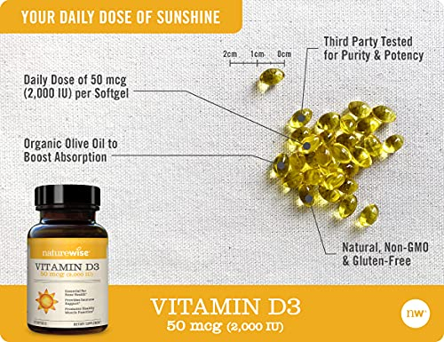 Foto 3 | Suplemento Naturewise De Vitamina D3 2000 Ui (50 Mcg) 30 Cápsulas Blandas - Venta Internacional.