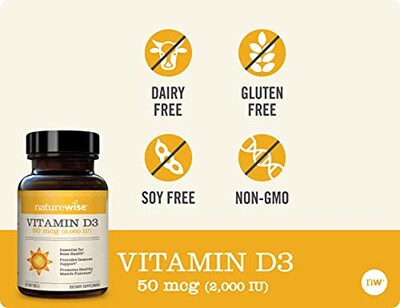 Foto 4 | Suplemento Naturewise De Vitamina D3 2000 Ui (50 Mcg) 30 Cápsulas Blandas - Venta Internacional.