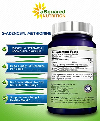 Foto 6 pulgar | Suplemento Asquared Nutrition Sam-e 400 Mg 90 Cápsulas - Venta Internacional.