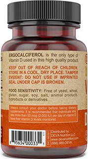 Foto 4 | Suplemento De Vitamina D2 Vegana Deva 60 Mcg 2400 Ui 90 Tabletas X3 - Venta Internacional.
