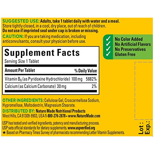 Foto 3 pulgar | Suplemento Nature Made De Vitamina B6, Tabletas De 100 Mg, 100 Unidades - Venta Internacional.