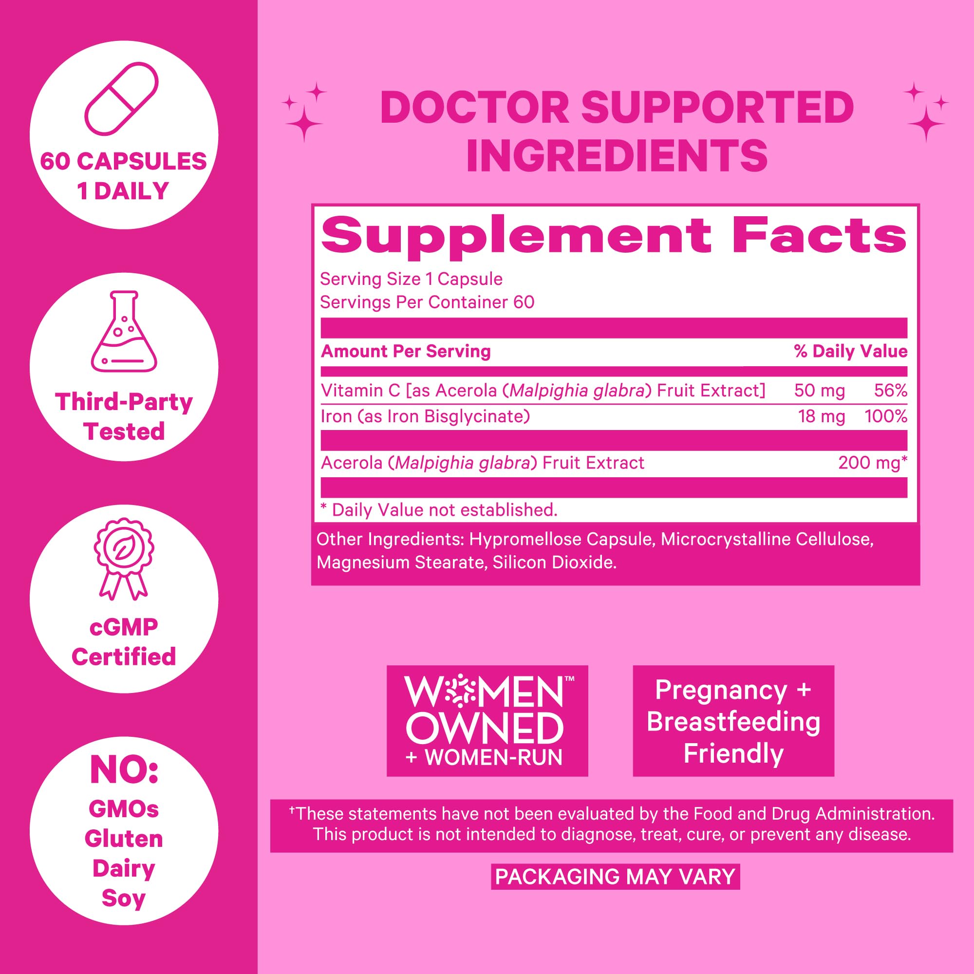 Foto 5 pulgar | Suplemento De Hierro Pink Stork Total Iron 18 Mg Con Vitamina C - Venta Internacional.