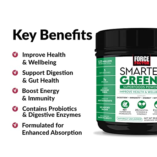 Foto 3 pulgar | Superfoods En Polvo Force Factor Smarter Greens, 30 Porciones - Venta Internacional.