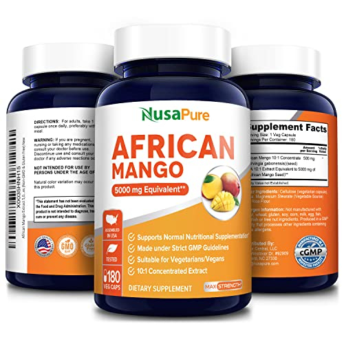 Foto 5 pulgar | Suplemento De Extracto De Mango Africano Nusapure 5000 Mg 180 Cápsulas - Venta Internacional.