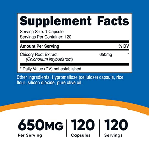 Foto 3 pulgar | Suplemento Nutricost Raíz De Achicoria 650 Mg X 120 Cápsulas - Venta Internacional.