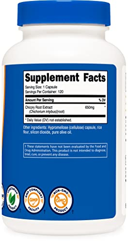 Foto 5 pulgar | Suplemento Nutricost Raíz De Achicoria 650 Mg X 120 Cápsulas - Venta Internacional.