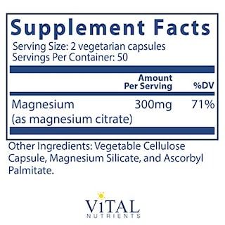 Foto 2 | Suplemento De Citrato De Magnesio De Vital Nutrients 150 Mg 100 Cápsulas - Venta Internacional.