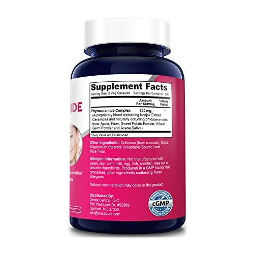 Foto 3 pulgar | Suplemento Del Complejo De Fitoceramidas Nusapure 700 Mg 200 Cápsulas - Venta Internacional.