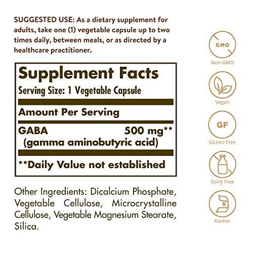 Foto 3 pulgar | Suplemento Solgar Gaba 500 Mg 100 Cápsulas Vegetales - Venta Internacional.