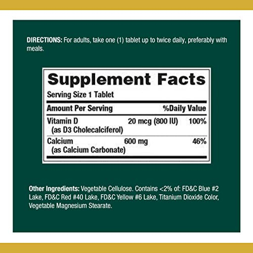 Foto 2 | Complementa El Carbonato De Calcio Y La Vitamina D 600 De Nature's Bounty - Venta Internacional.