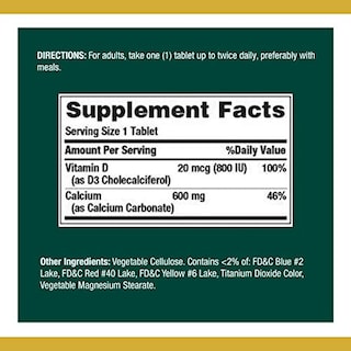 Foto 2 | Complementa El Carbonato De Calcio Y La Vitamina D 600 De Nature's Bounty - Venta Internacional.