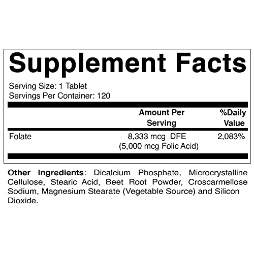Foto 3 pulgar | Suplemento De Ácido Fólico Vitamático 5 Mg (5000 Mcg) 120 Tabletas - Venta Internacional.