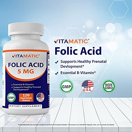 Foto 4 pulgar | Suplemento De Ácido Fólico Vitamático 5 Mg (5000 Mcg) 120 Tabletas - Venta Internacional.
