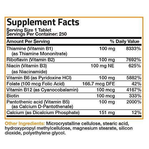 Foto 7 | Complejo De Vitamina B, 100% De Alta Potencia, Liberación Sostenida, 250 Tabletas - Venta Internacional.