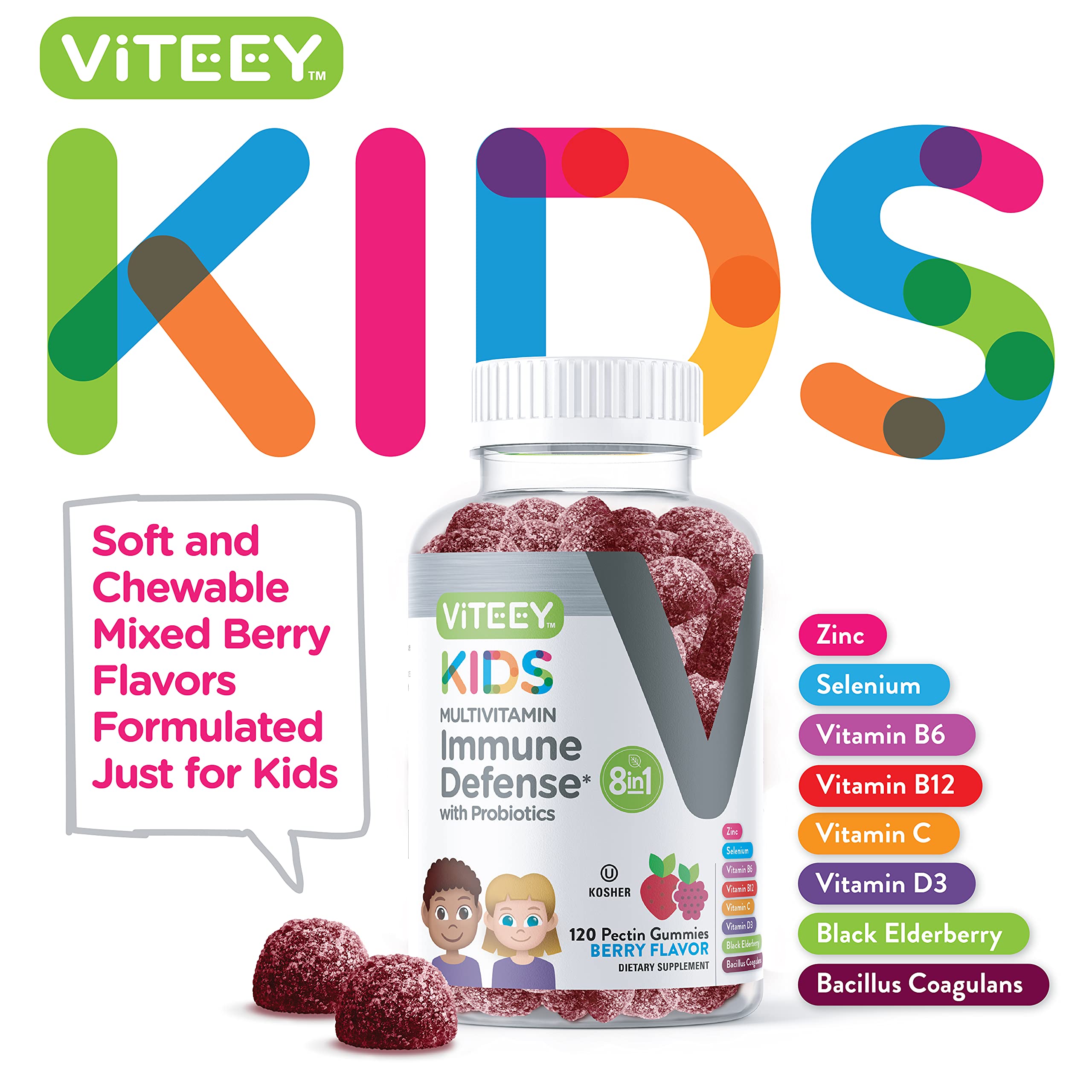 Foto 3 pulgar | [gomitas] Multivitamínico Viteey 8 En 1 Para Apoyar La Salud Inmunológica X1 - Venta Internacional.