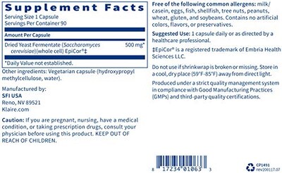 Foto 3 | Suplemento Epicor Immune Support De Klaire Labs, 90 Cápsulas - Venta Internacional.