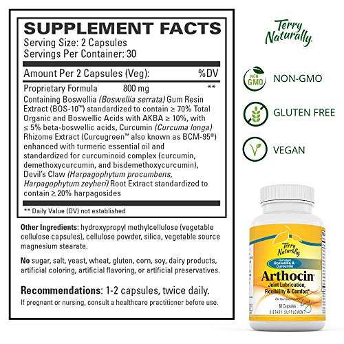 Foto 5 pulgar | Suplemento Terry Naturally Arthocin 60 Cápsulas Veganas - Venta Internacional.