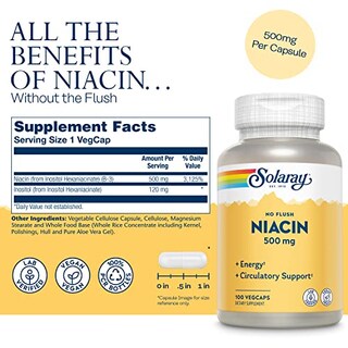 Foto 3 | Suplemento Solaray Niacin No Flush, 500 Mg, 100 Cápsulas Vegetales - Venta Internacional.