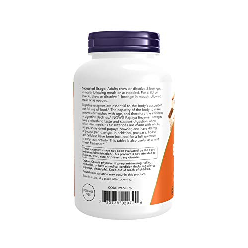 Foto 4 pulgar | Pastillas Masticables Now Supplements Papaya Enzyme 360 Unidades - Venta Internacional