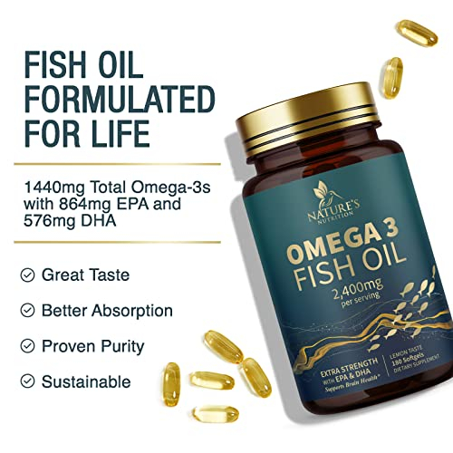 Foto 3 | Suplemento De Aceite De Pescado Nature's Nutrition 2400 Mg De Omega 3 - Venta Internacional.