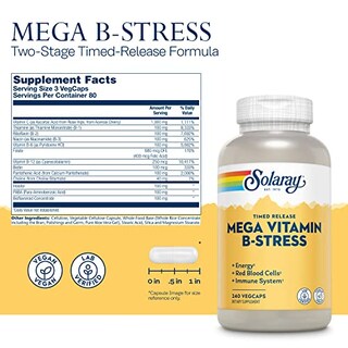 Foto 2 | Suplemento Solaray Mega Vitamina B Stress De Liberación Prolongada, 240 Unidades - Venta Internacional