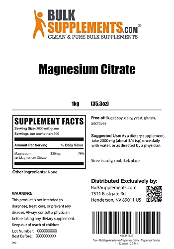 Foto 3 pulgar | Suplemento De Magnesio Bulksupplements.com Citrato De Magnesio 1 - Venta Internacional.