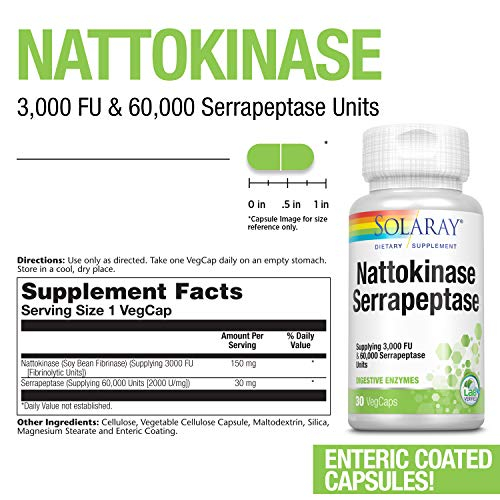 Foto 3 pulgar | Suplemento Solaray Natokinasa Y Serrapeptasa 3000 Fu 30 Ve - Venta Internacional.