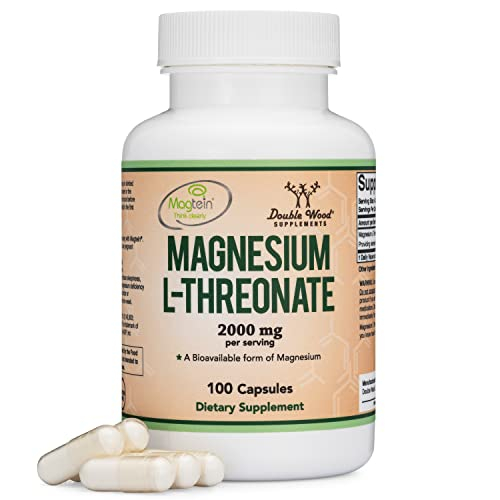 Suplemento De L-treonato De Magnesio Double Wood, 2000 Mg, 100 Cápsulas - Venta Internacional.