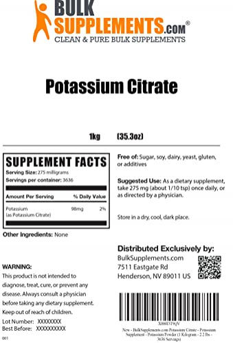 Foto 3 pulgar | Citrato De Potasio En Polvo Bulksupplements.com 1 Kg - Venta Internacional.