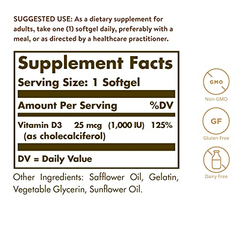 Foto 3 pulgar | Suplemento Solgar De Vitamina D3 25 Mcg (1000 Ui) 100 Tabletas - Venta Internacional.