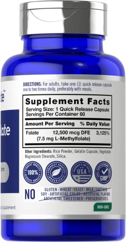 Foto 3 pulgar | Suplemento De L-metilfolato De Carlyle 7,5 Mg 60 Cápsulas - Venta Internacional.
