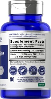 Foto 2 | Suplemento De L-metilfolato De Carlyle 7,5 Mg 60 Cápsulas - Venta Internacional.