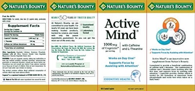Foto 2 | Suplemento Nature's Bounty Active Mind 60 Comprimidos - Venta Internacional.