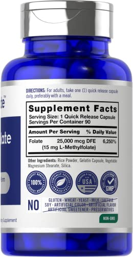 Foto 3 pulgar | Suplemento De L-metilfolato De Carlyle 15 Mg 90 Cápsulas - Venta Internacional.