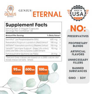Foto 2 | Cápsulas Antienvejecimiento De Telómeros Supplement Genius Eternal - Venta Internacional.