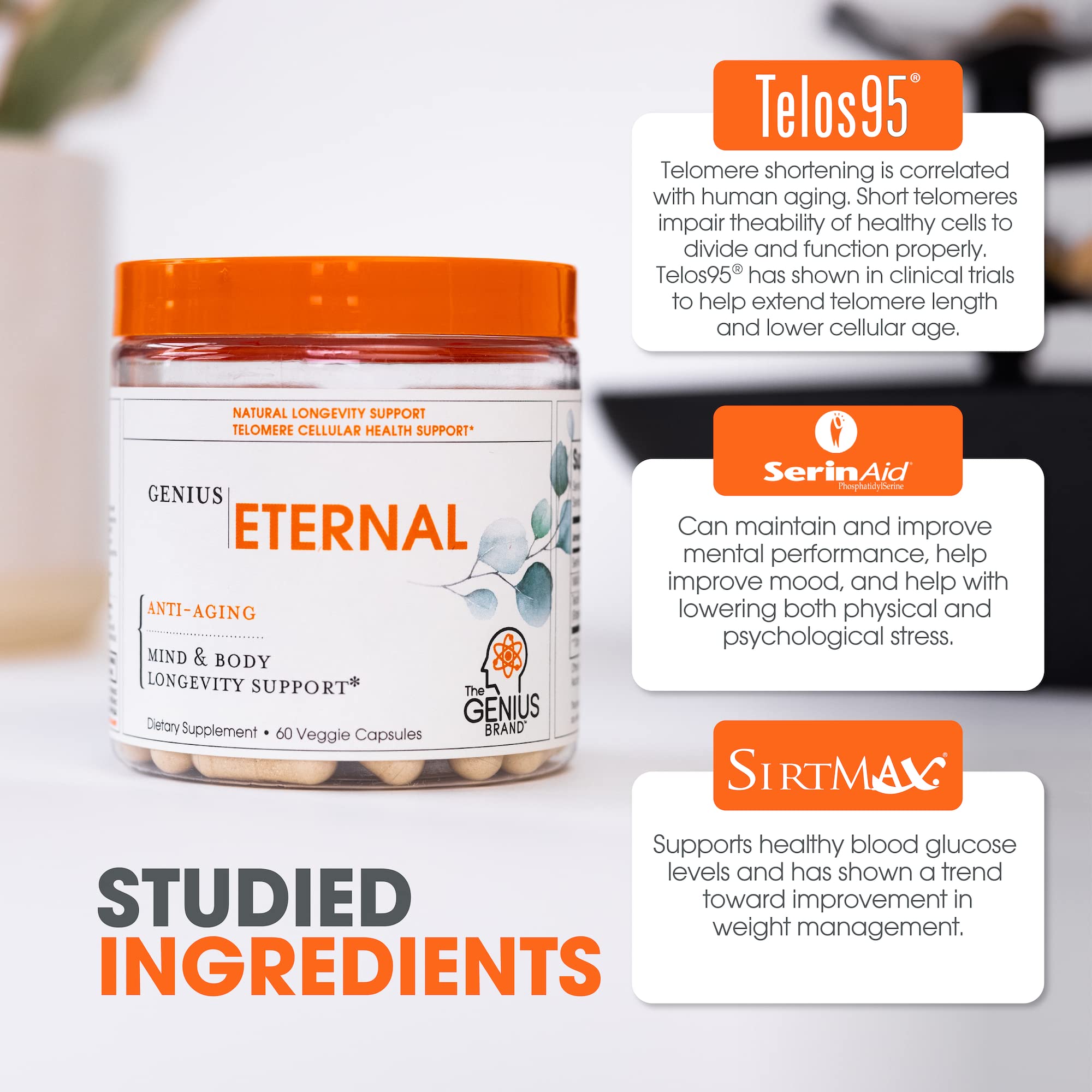 Foto 6 | Cápsulas Antienvejecimiento De Telómeros Supplement Genius Eternal - Venta Internacional.