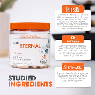Foto 6 | Cápsulas Antienvejecimiento De Telómeros Supplement Genius Eternal - Venta Internacional.